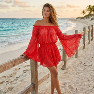 Coral short beach dress